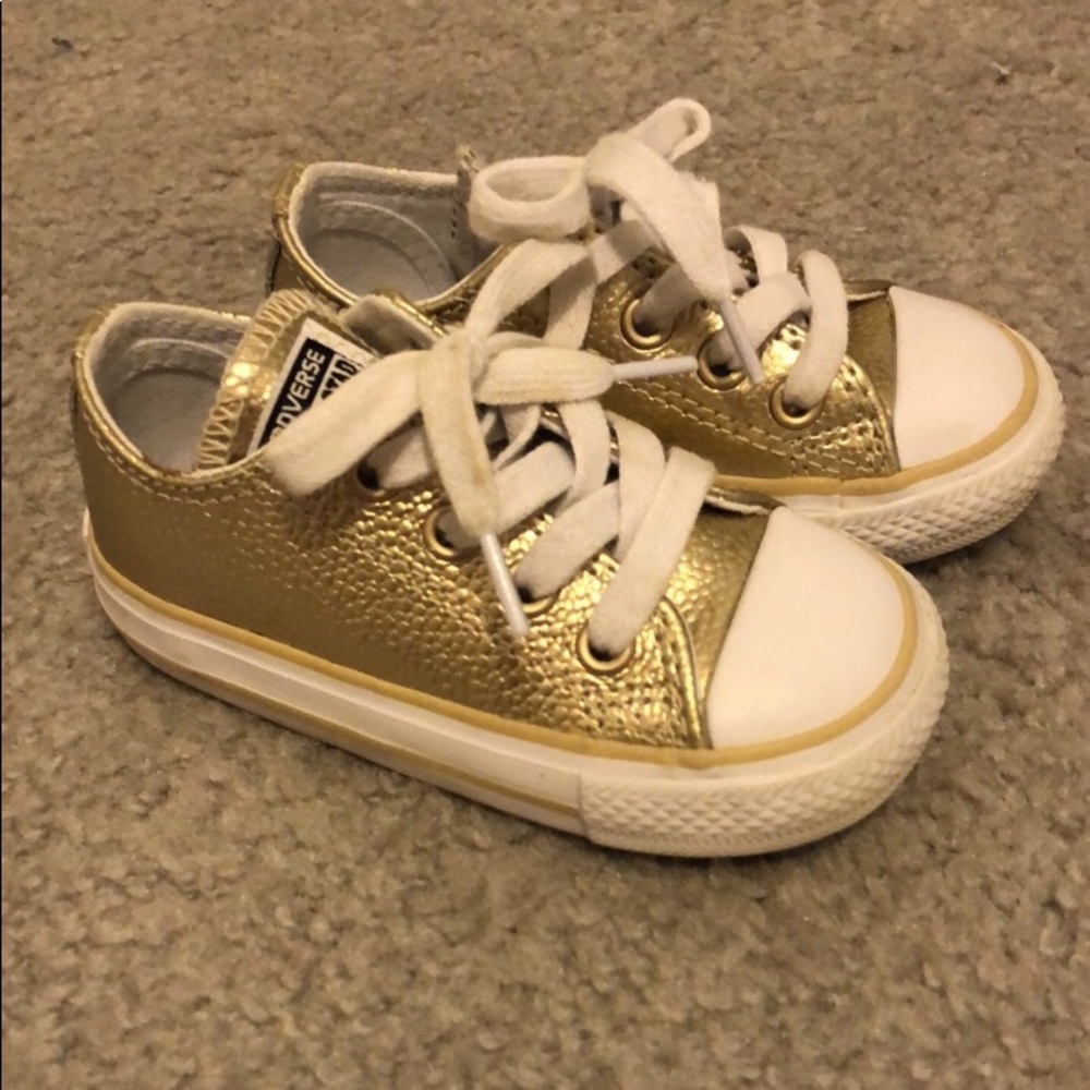 Gold leather converse